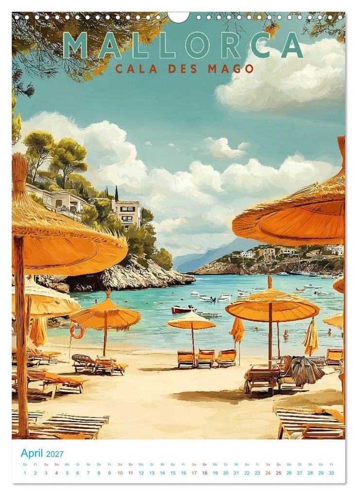 Weitere Ansicht: Mallorca - Old School Poster Style (Wandkalender 2027 DIN A3 hoch), CALVENDO Monatskalender | Calvendo, Val Thoermer