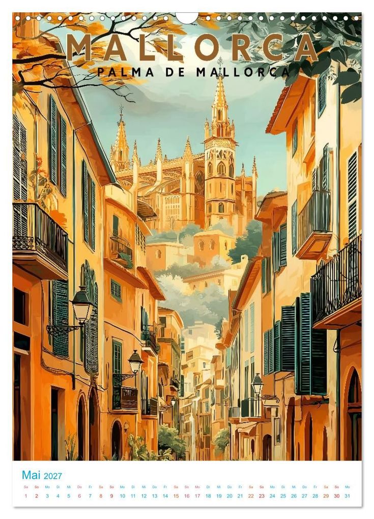 Weitere Ansicht: Mallorca - Old School Poster Style (Wandkalender 2027 DIN A3 hoch), CALVENDO Monatskalender | Calvendo, Val Thoermer