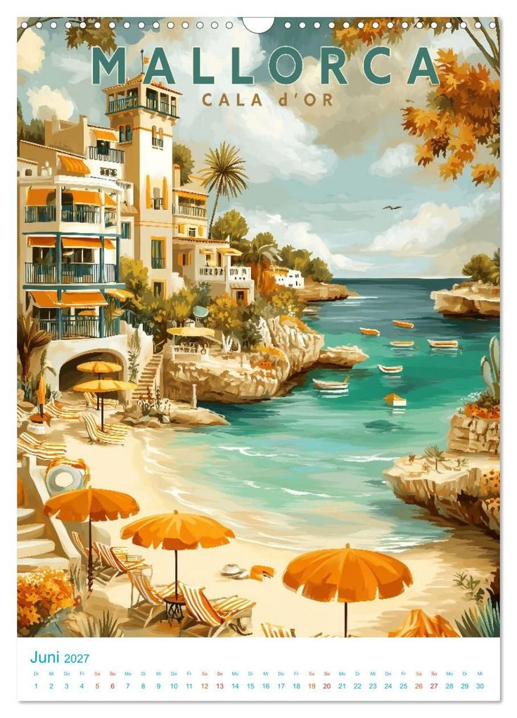 Weitere Ansicht: Mallorca - Old School Poster Style (Wandkalender 2027 DIN A3 hoch), CALVENDO Monatskalender | Calvendo, Val Thoermer