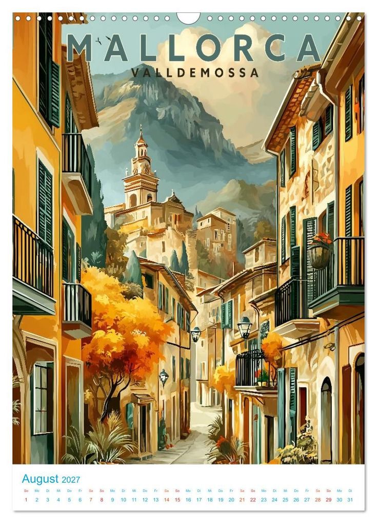 Weitere Ansicht: Mallorca - Old School Poster Style (Wandkalender 2027 DIN A3 hoch), CALVENDO Monatskalender | Calvendo, Val Thoermer