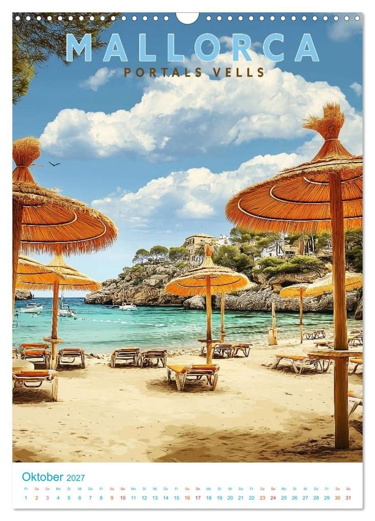Weitere Ansicht: Mallorca - Old School Poster Style (Wandkalender 2027 DIN A3 hoch), CALVENDO Monatskalender | Calvendo, Val Thoermer