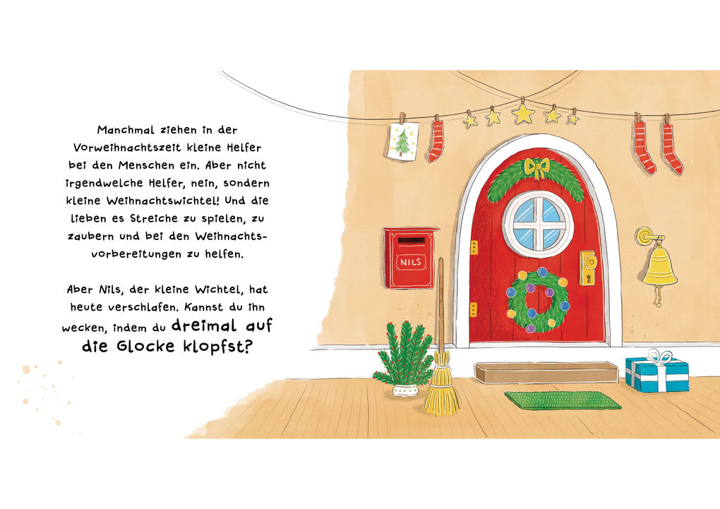 Weitere Ansicht: Weck den Weihnachtswichtel. Ein Weihnachts-Mitmachbuch.Zum Schütteln, Schaukeln, Pusten, Klopfen und sehen, was dann passiert. Von 2 bis 4 Jahren | Nico Sternbaum