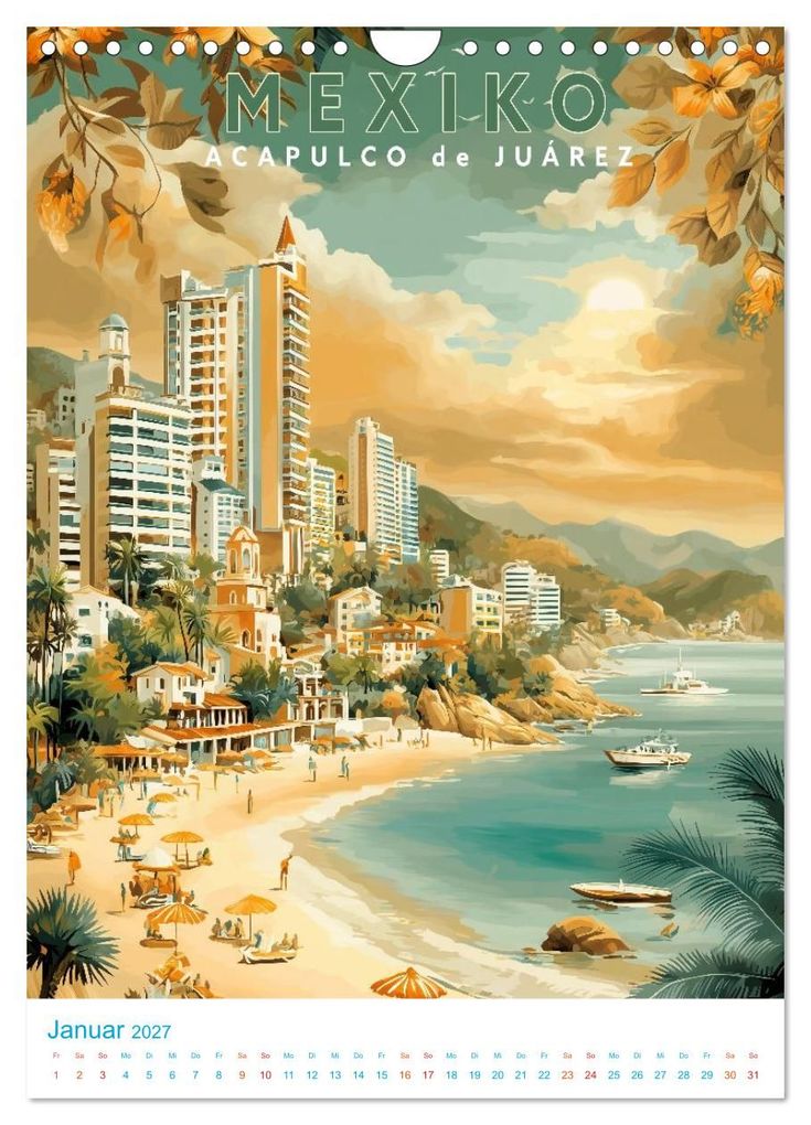 Weitere Ansicht: Mexiko - Old School Poster Style (Wandkalender 2027 DIN A4 hoch), CALVENDO Monatskalender | Calvendo, Val Thoermer