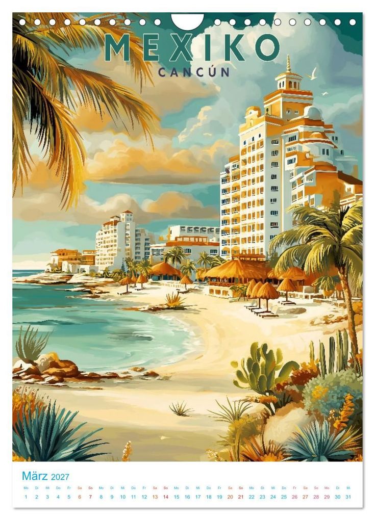 Weitere Ansicht: Mexiko - Old School Poster Style (Wandkalender 2027 DIN A4 hoch), CALVENDO Monatskalender | Calvendo, Val Thoermer