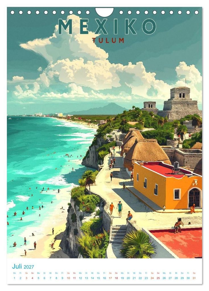 Weitere Ansicht: Mexiko - Old School Poster Style (Wandkalender 2027 DIN A4 hoch), CALVENDO Monatskalender | Calvendo, Val Thoermer