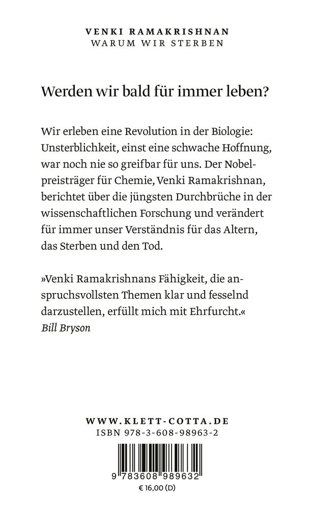 Weitere Ansicht: Warum wir sterben | Venki Ramakrishnan
