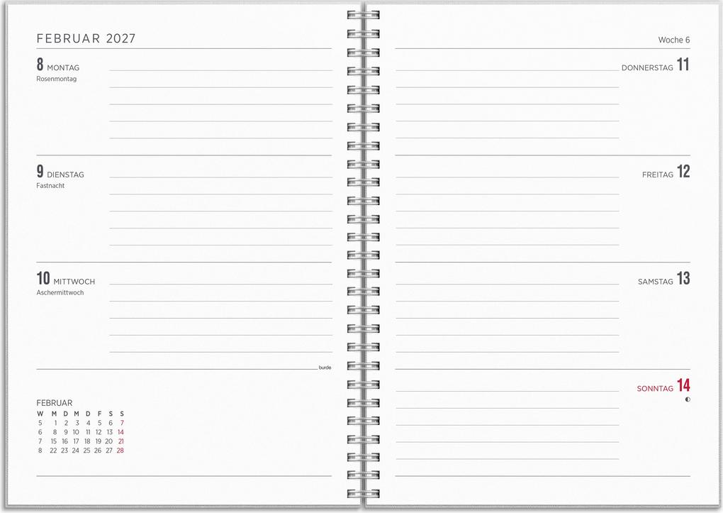 Weitere Ansicht: Kalender 26/27 Senator A5 Textil Hellgrau
