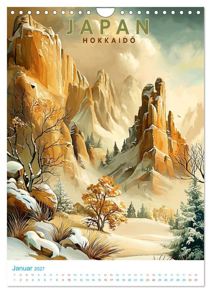 Weitere Ansicht: Japanische Inseln - Old School Poster Style (Wandkalender 2027 DIN A4 hoch), CALVENDO Monatskalender | Val Thoermer, Calvendo