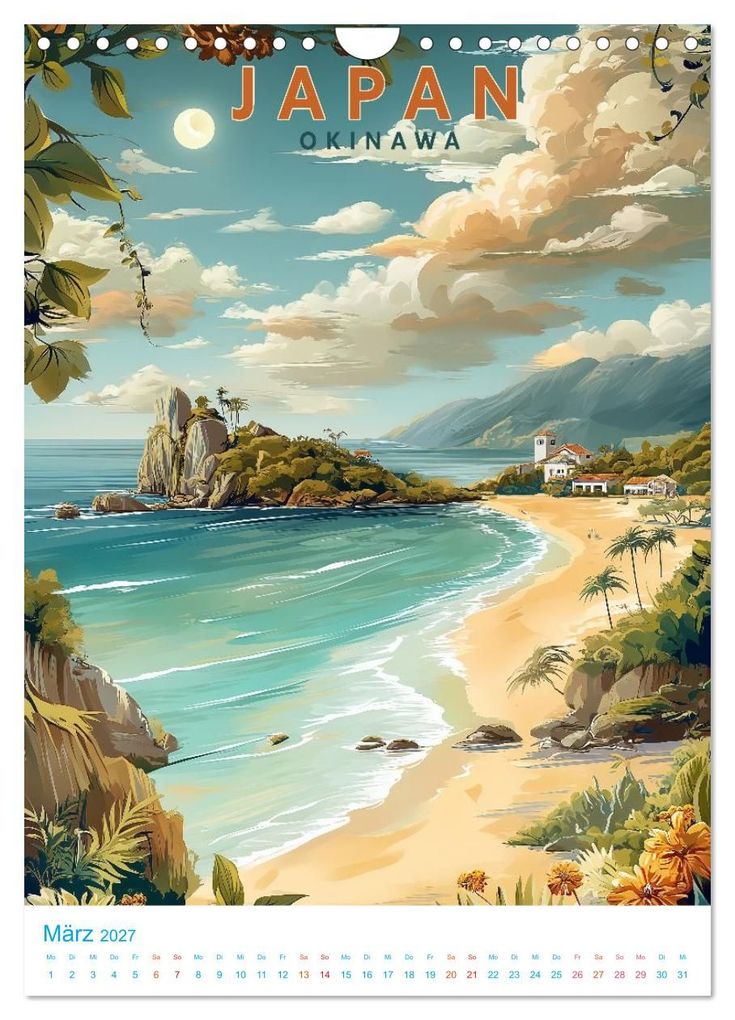 Weitere Ansicht: Japanische Inseln - Old School Poster Style (Wandkalender 2027 DIN A4 hoch), CALVENDO Monatskalender | Val Thoermer, Calvendo