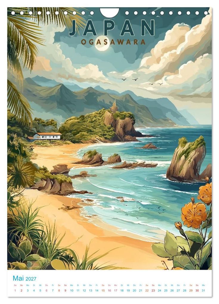 Weitere Ansicht: Japanische Inseln - Old School Poster Style (Wandkalender 2027 DIN A4 hoch), CALVENDO Monatskalender | Val Thoermer, Calvendo