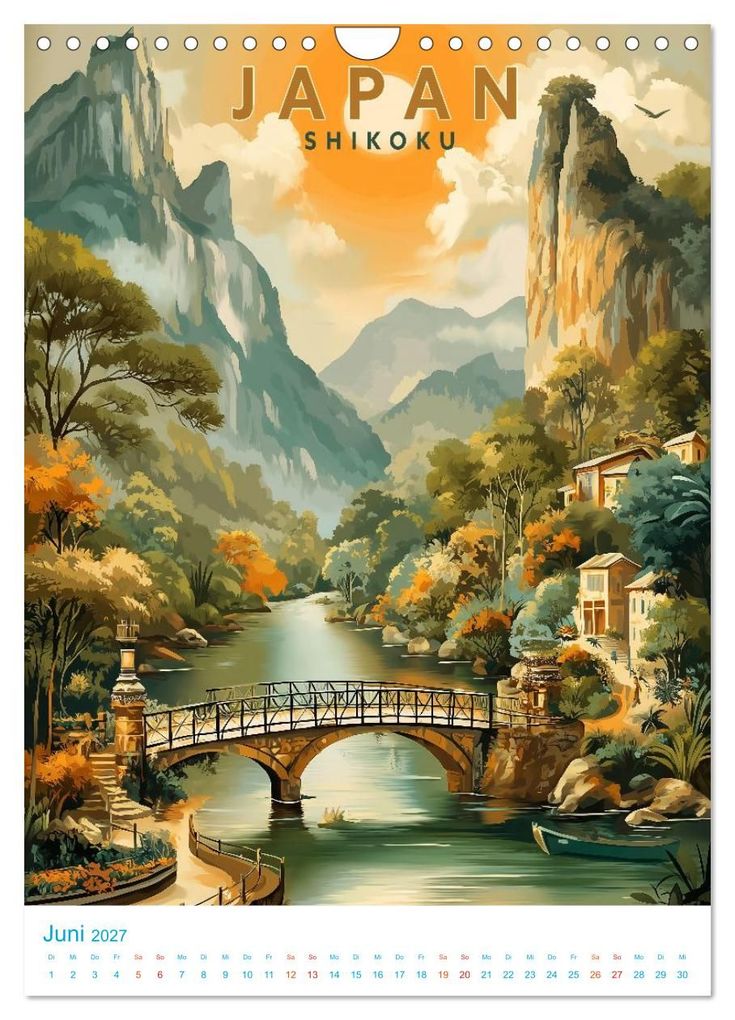 Weitere Ansicht: Japanische Inseln - Old School Poster Style (Wandkalender 2027 DIN A4 hoch), CALVENDO Monatskalender | Val Thoermer, Calvendo