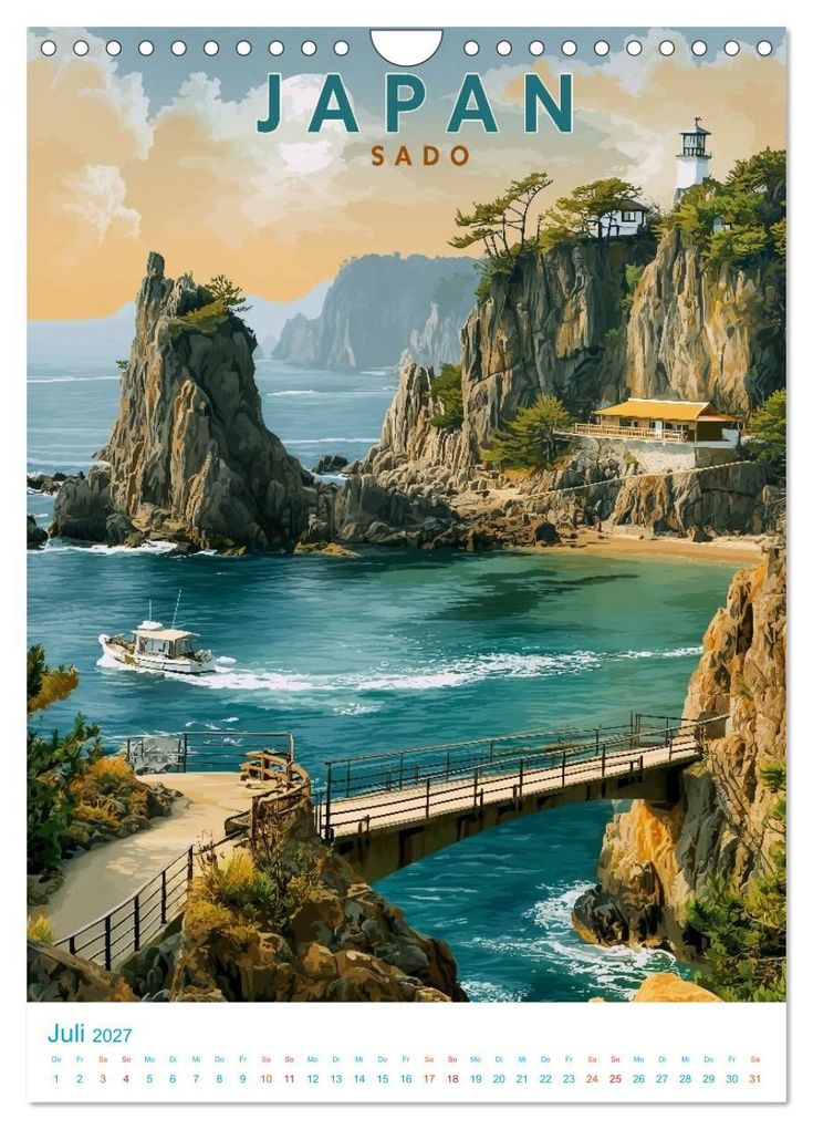 Weitere Ansicht: Japanische Inseln - Old School Poster Style (Wandkalender 2027 DIN A4 hoch), CALVENDO Monatskalender | Val Thoermer, Calvendo