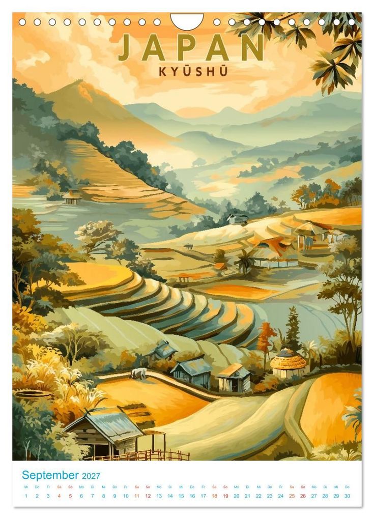 Weitere Ansicht: Japanische Inseln - Old School Poster Style (Wandkalender 2027 DIN A4 hoch), CALVENDO Monatskalender | Val Thoermer, Calvendo