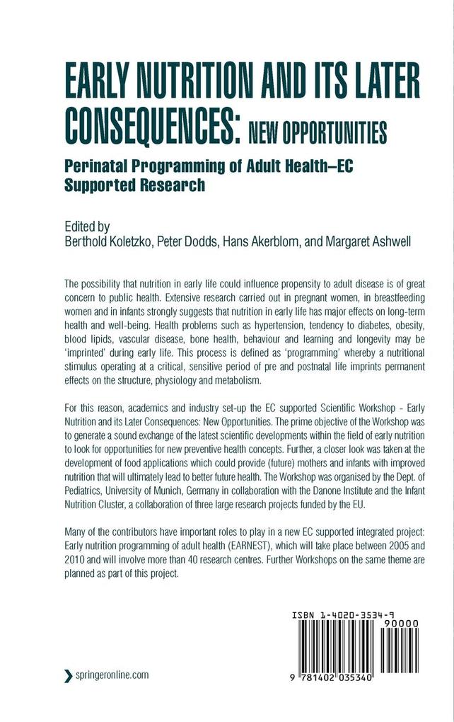 Weitere Ansicht: Early Nutrition and Its Later Consequences: New Opportunities