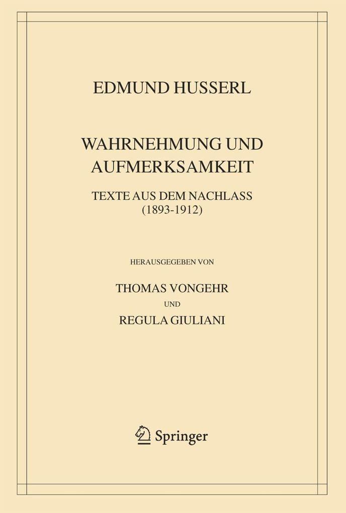 Produktbild: Wahrnehmung Und Aufmerksamkeit | Edmund Husserl