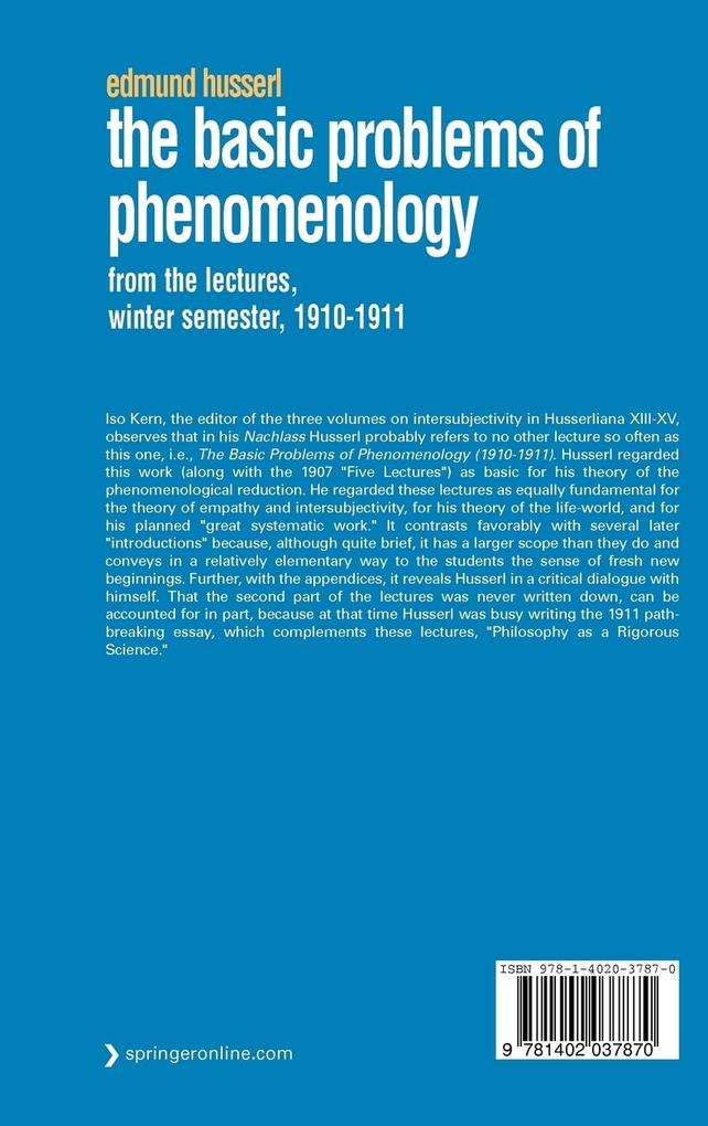 Weitere Ansicht: The Basic Problems of Phenomenology | Edmund Husserl