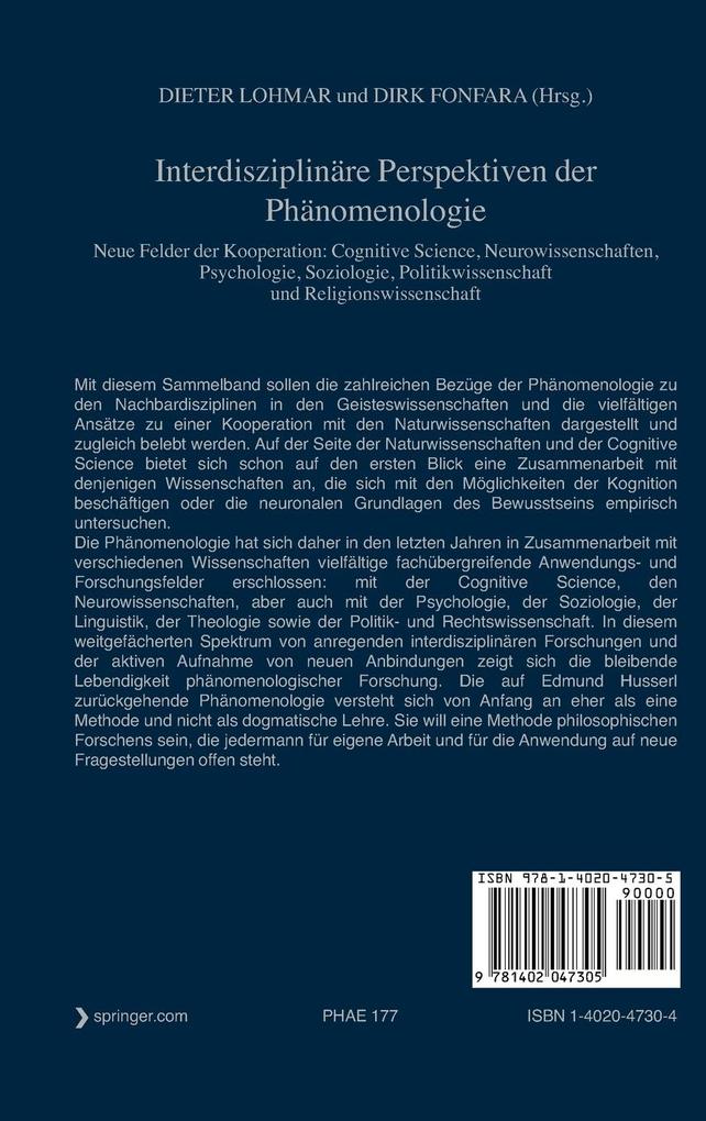 Weitere Ansicht: Interdisziplinäre Perspektiven der Phänomenologie