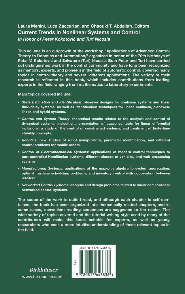 Weitere Ansicht: Current Trends in Nonlinear Systems and Control