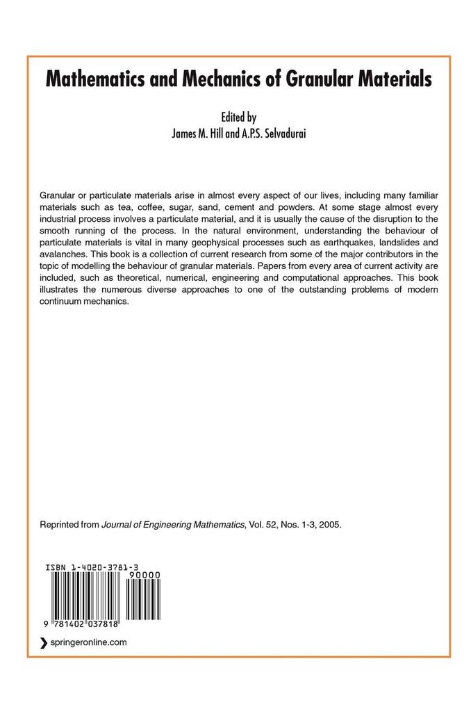 Weitere Ansicht: Mathematics and Mechanics of Granular Materials
