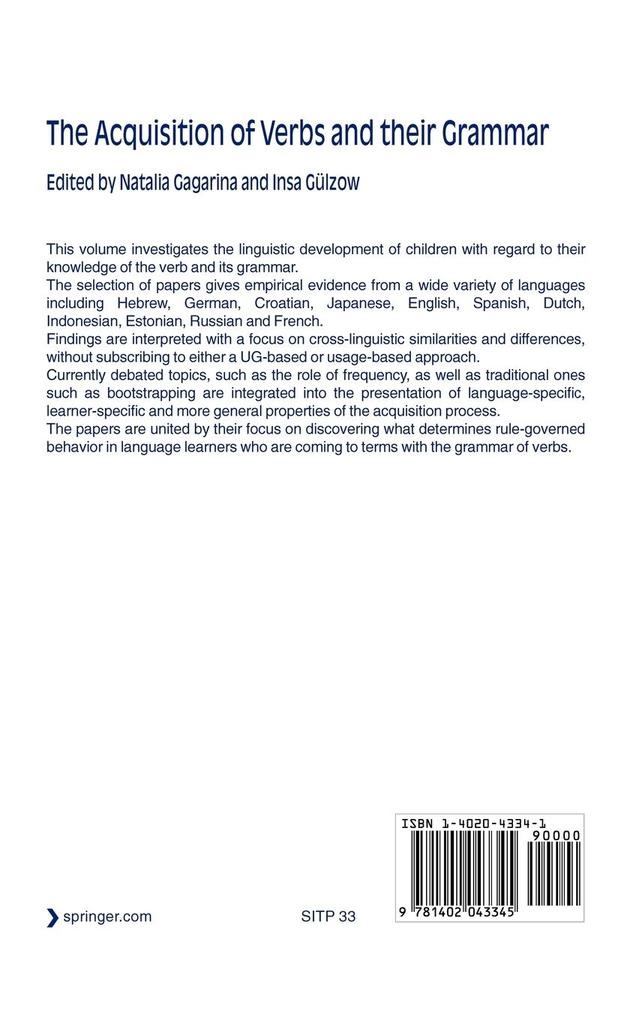 Weitere Ansicht: The Acquisition of Verbs and Their Grammar: