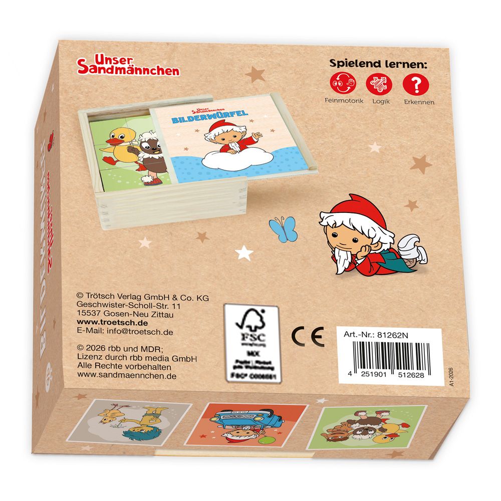 Weitere Ansicht: Unser Sandmännchen Bilderwürfel aus Holz 6x9 Teile