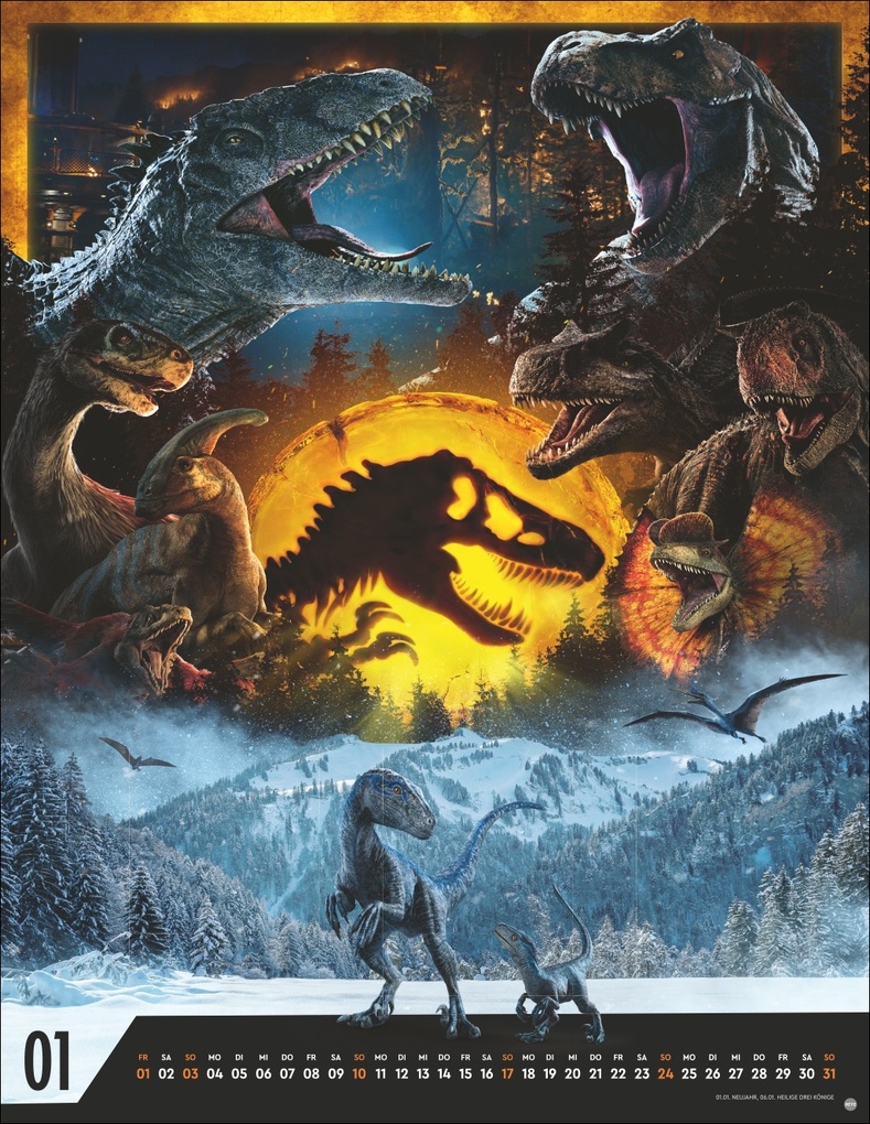 Weitere Ansicht: Jurassic Filmplakate Posterkalender 2027