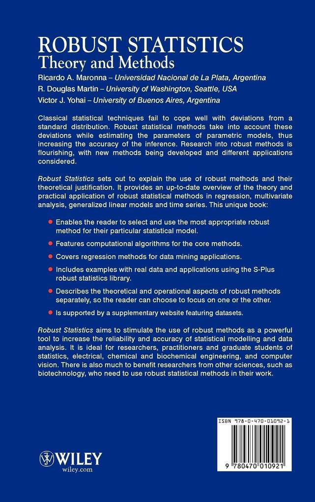 Weitere Ansicht: Robust Statistics | Douglas R Martin, Doug Martin, Victor Yohai, Ricardo A Maronna