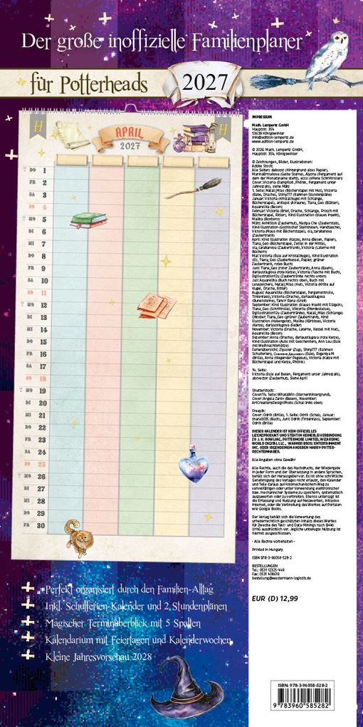 Weitere Ansicht: Der große inoffizielle Familienplaner für Potterheads Kalender 2027