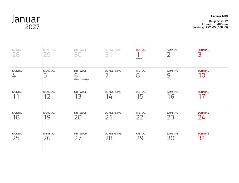 Weitere Ansicht: Supersportwagen 2027 - Eintragkalender | Constantin Stein