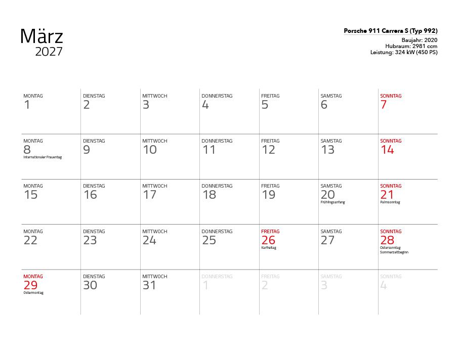 Weitere Ansicht: Supersportwagen 2027 - Eintragkalender | Constantin Stein