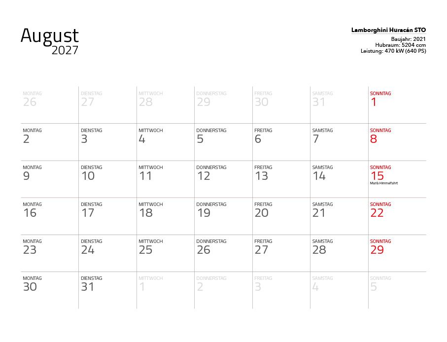 Weitere Ansicht: Supersportwagen 2027 - Eintragkalender | Constantin Stein