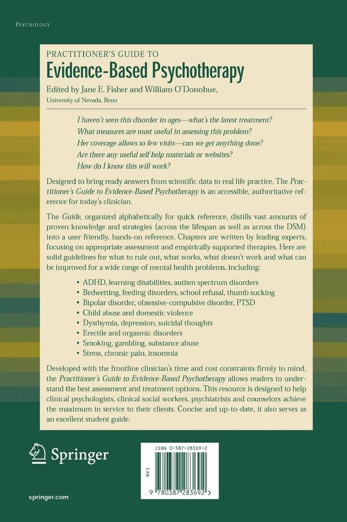 Weitere Ansicht: Practitioner's Guide to Evidence-Based Psychotherapy