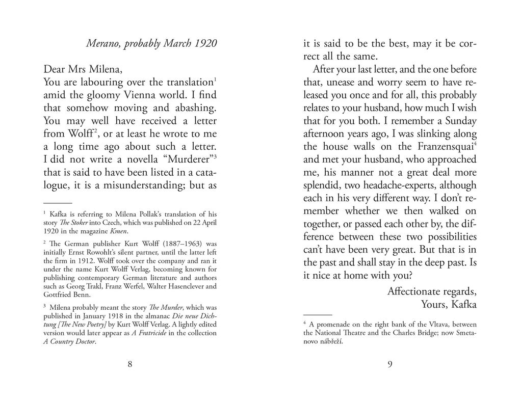 Weitere Ansicht: Letters to Milena (Prague Edition) | Franz Kafka