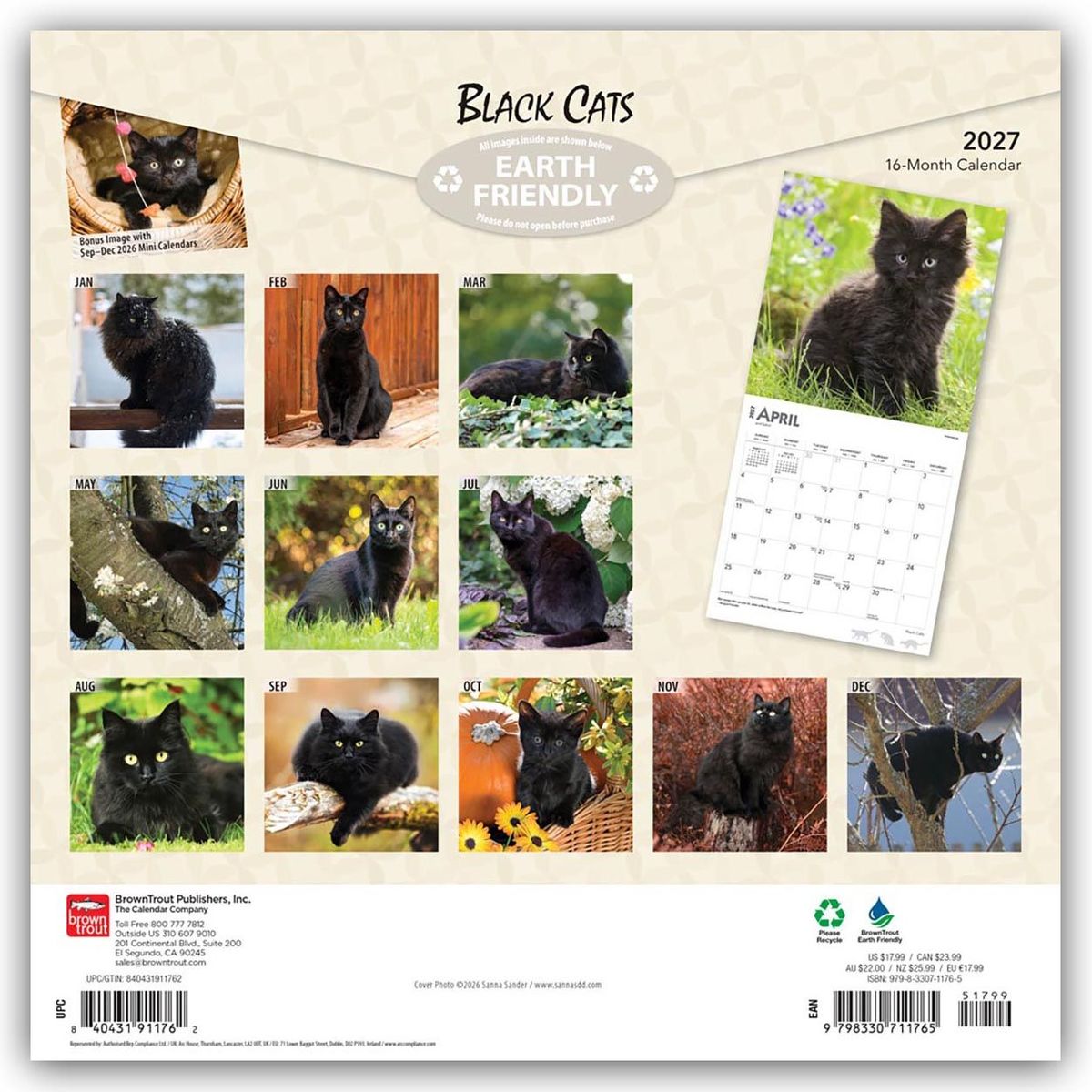 Weitere Ansicht: Black Cats - Schwarze Katzen 2027 - 16-Monatskalender | Browntrout Publishers