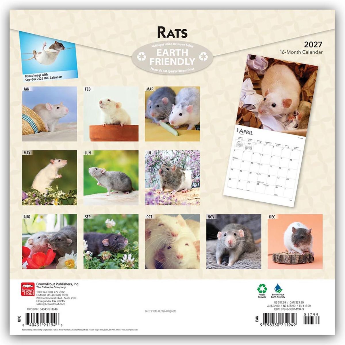 Weitere Ansicht: Rats - Ratten 2027 - 16-Monatskalender | Browntrout Publishers