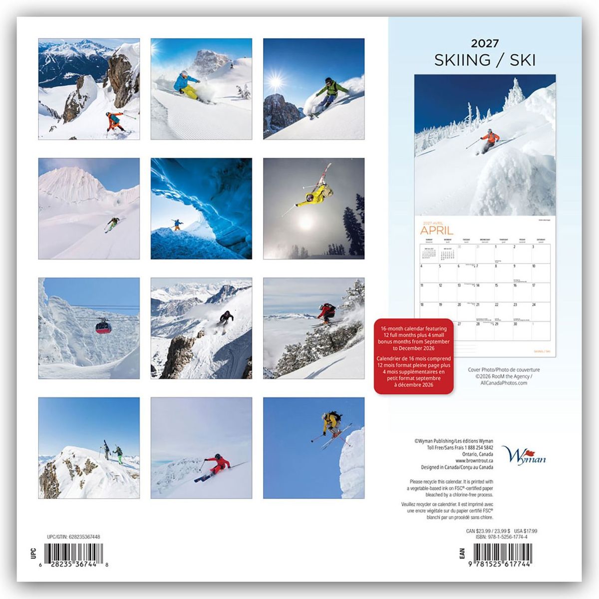 Weitere Ansicht: Skiing - Skifahren 2027 - 16-Monatskalender | Wyman Publishing