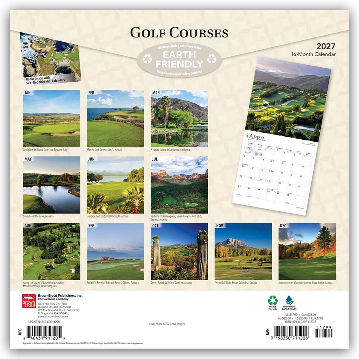 Weitere Ansicht: Golf Courses - Golfplätze 2027 - 16-Monatskalender | Browntrout Publishers