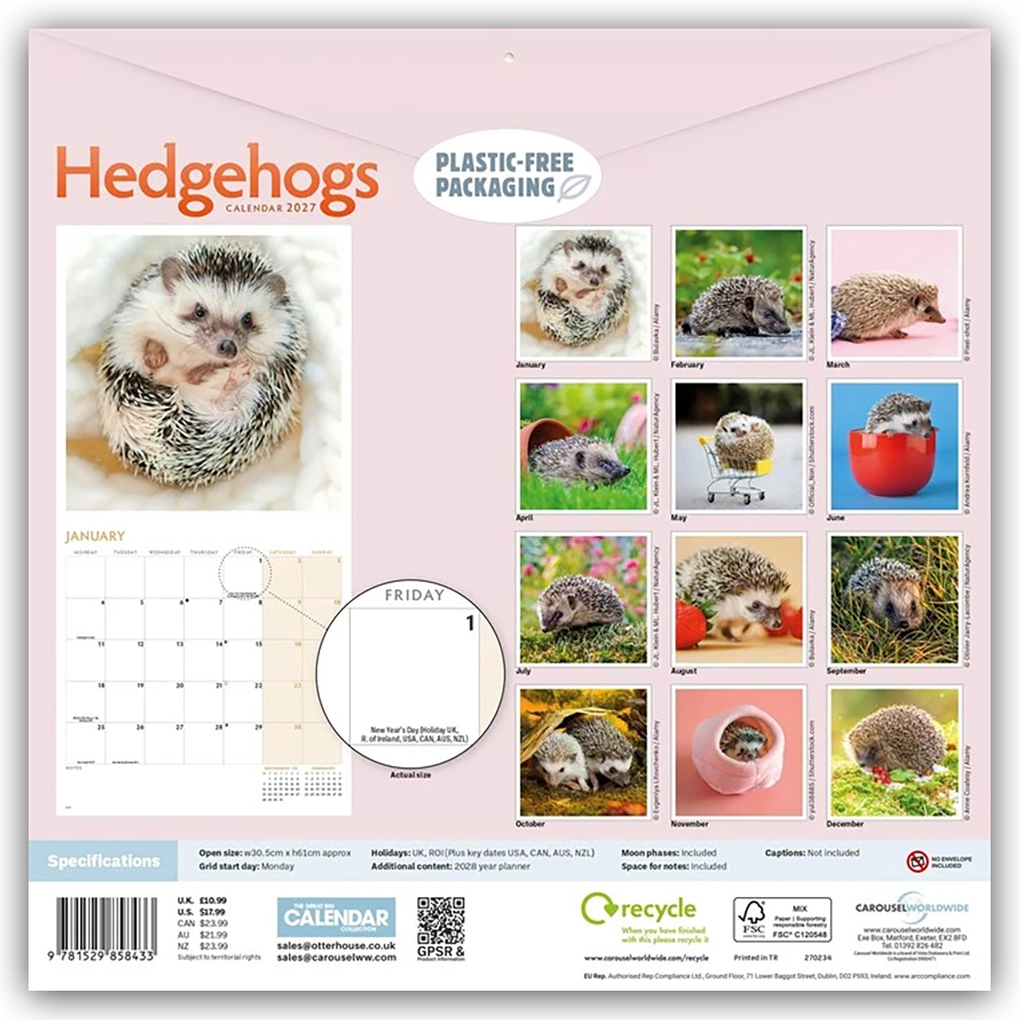 Weitere Ansicht: Hedgehogs - Igel 2027 - Wand-Kalender | Carousel Calendar