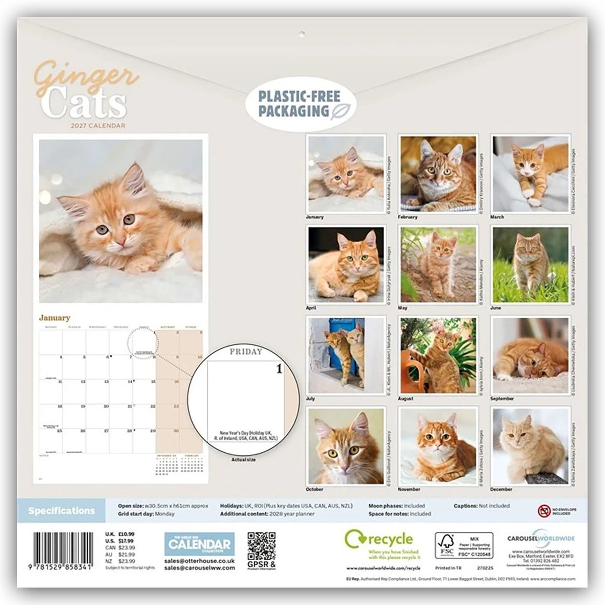 Weitere Ansicht: Ginger Cats - Rothaarige Katzen 2027 - Wand-Kalender | Carousel Calendar