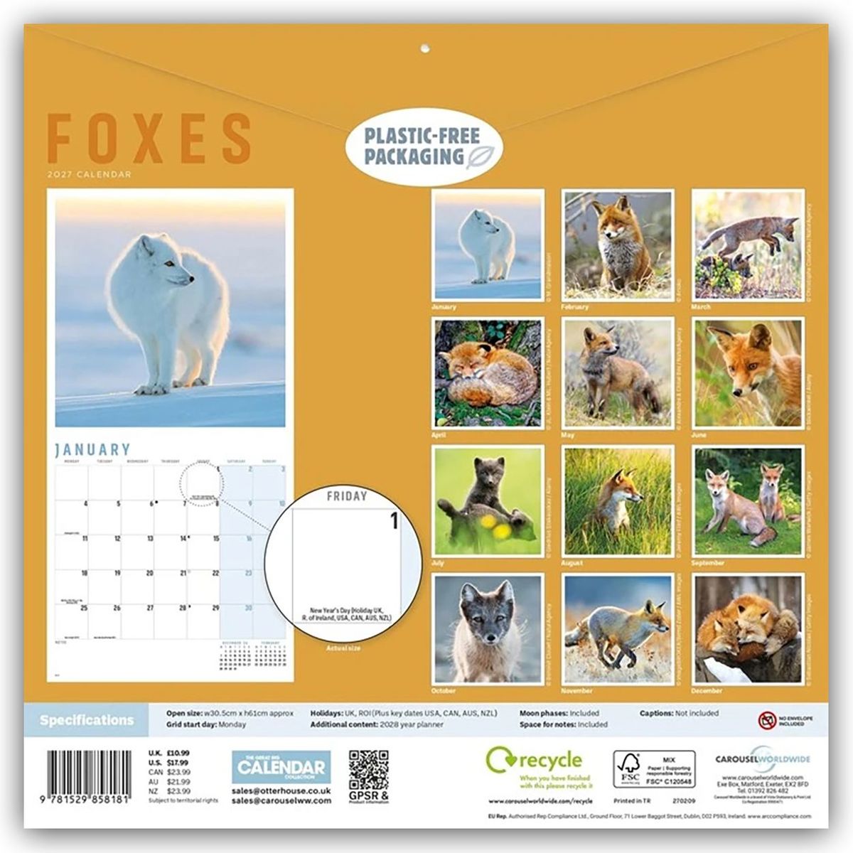 Weitere Ansicht: Foxes - Füchse 2027 - Wand-Kalender | Carousel Calendar