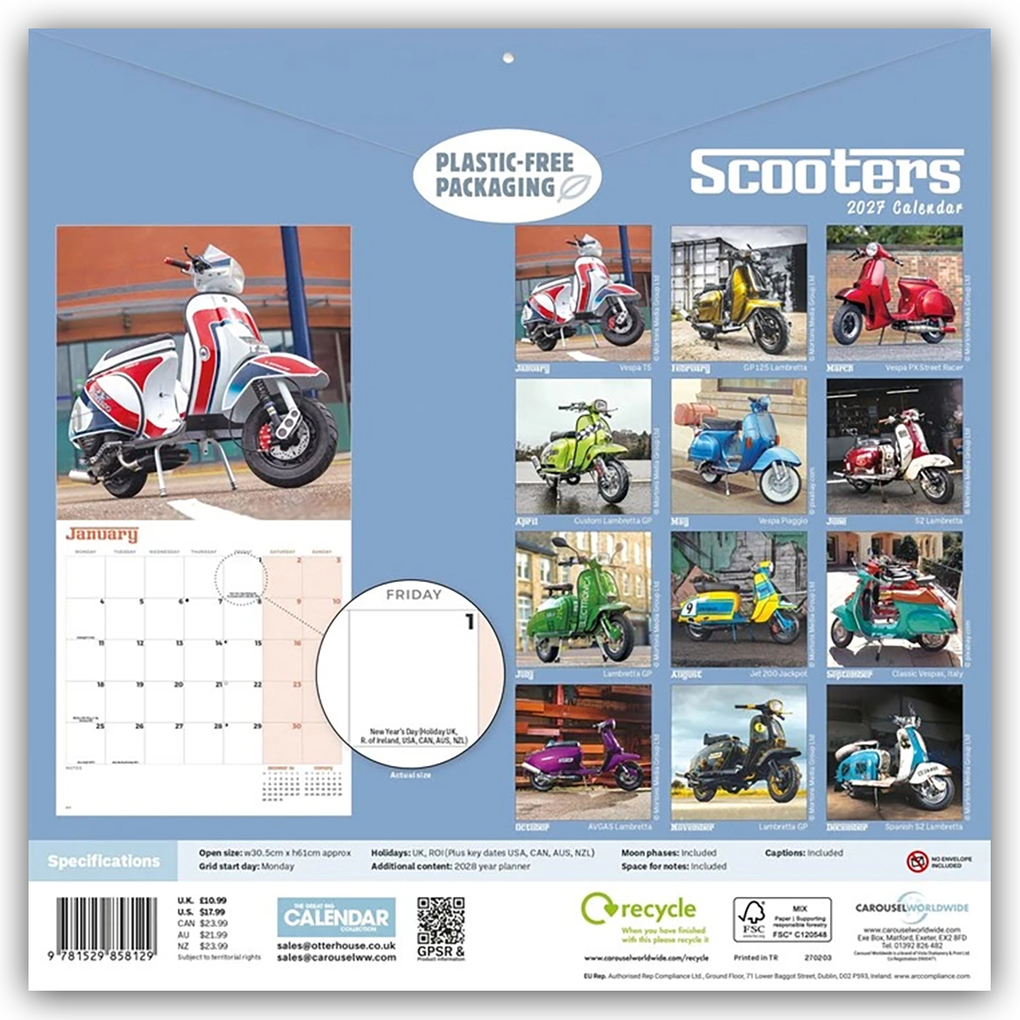 Weitere Ansicht: Scooters - Motorroller 2027 - Wand-Kalender | Carousel Calendar