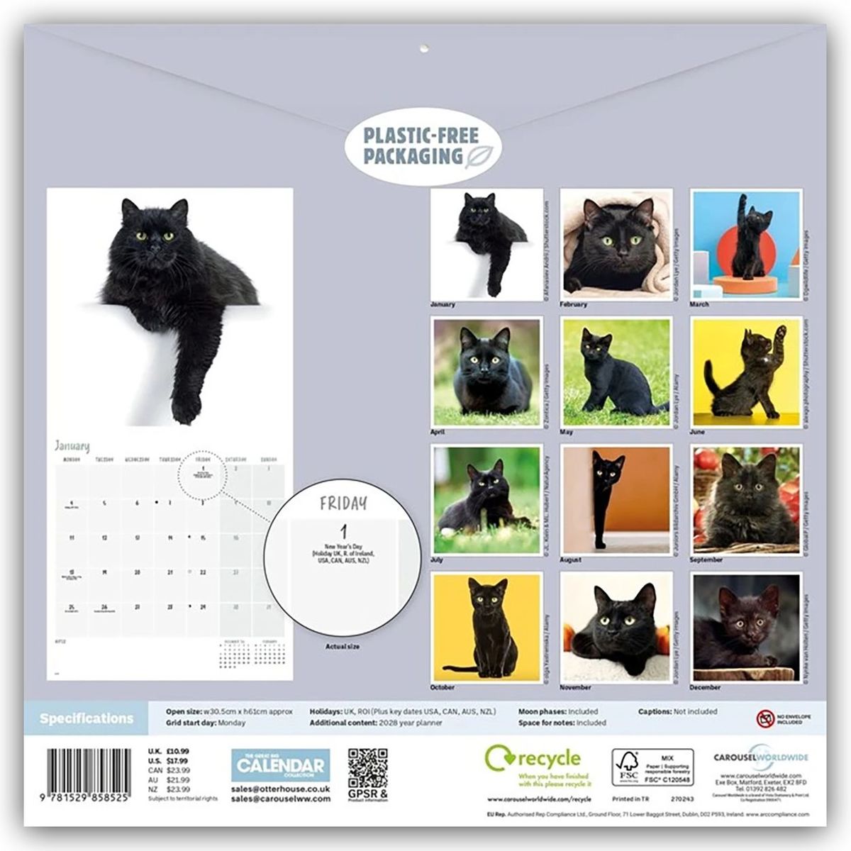 Weitere Ansicht: Black Cats - Schwarze Katzen 2027 - Wand-Kalender | Carousel Calendar