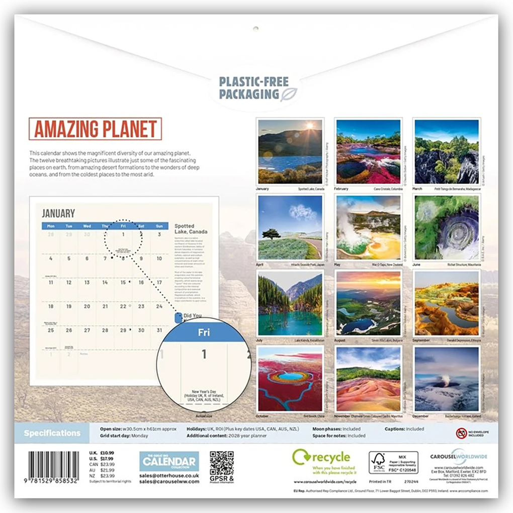 Weitere Ansicht: Amazing Planet - Fantastische Erde 2027 - Wand-Kalender | Carousel Calendar