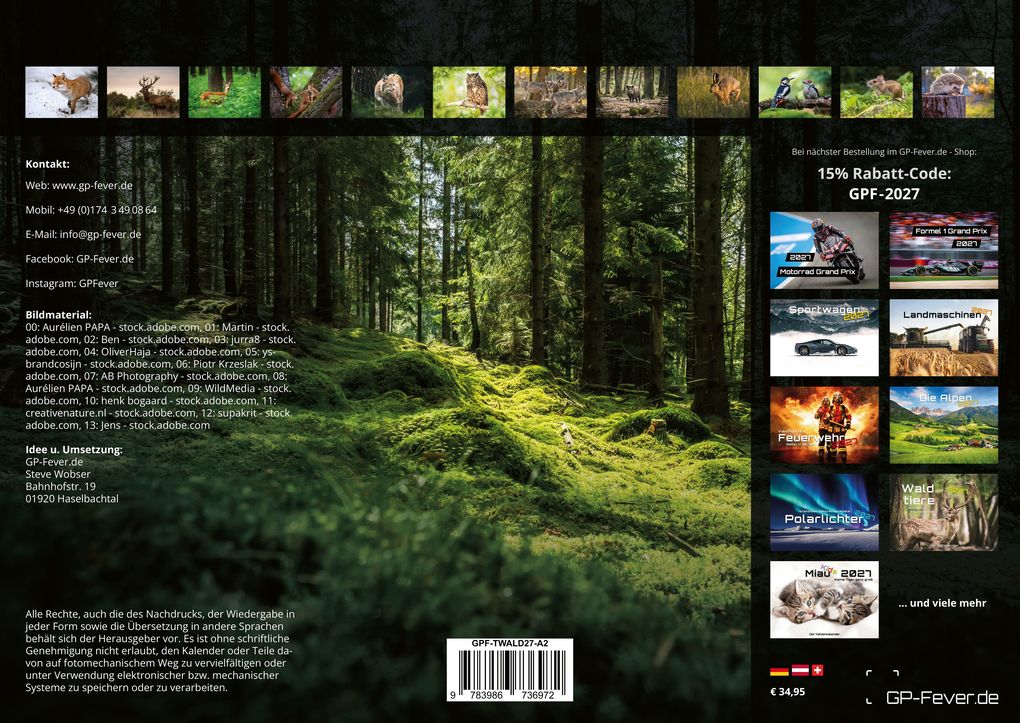 Weitere Ansicht: Waldtiere - Heimische Waldbewohner - Der Tierkalender - 2027 - Kalender DIN A2