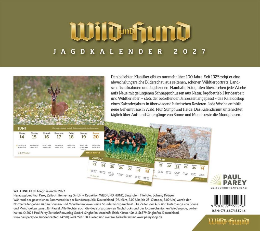 Weitere Ansicht: WILD UND HUND Edition: Jagdkalender Tischvariante 2027
