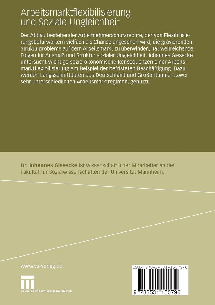 Weitere Ansicht: Arbeitsmarktflexibilisierung und Soziale Ungleichheit | Johannes Giesecke