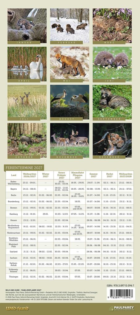Weitere Ansicht: WILD UND HUND Edition: Familienplaner Kalender 2027