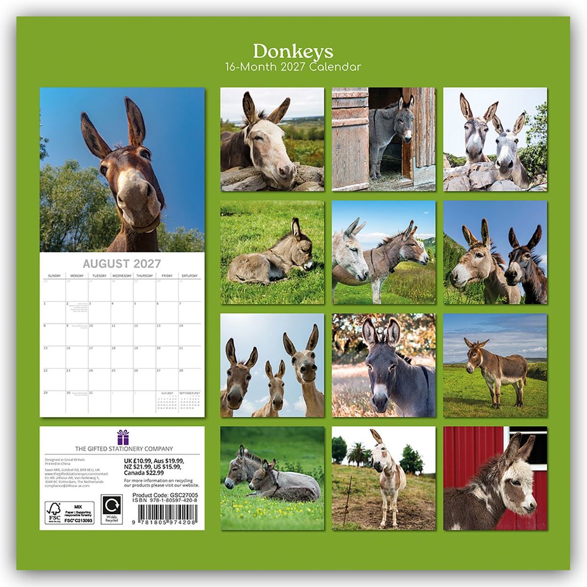 Weitere Ansicht: Donkeys - Esel 2027 - 16-Monatskalender | Gifted Stationery Co. Ltd
