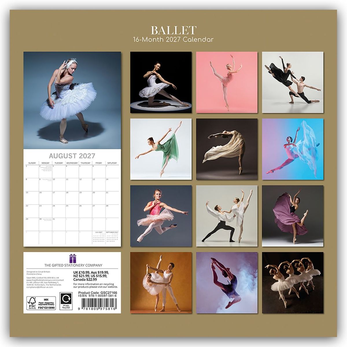 Weitere Ansicht: Ballet - Ballett 2027 - 16-Monatskalender | Gifted Stationery Co. Ltd