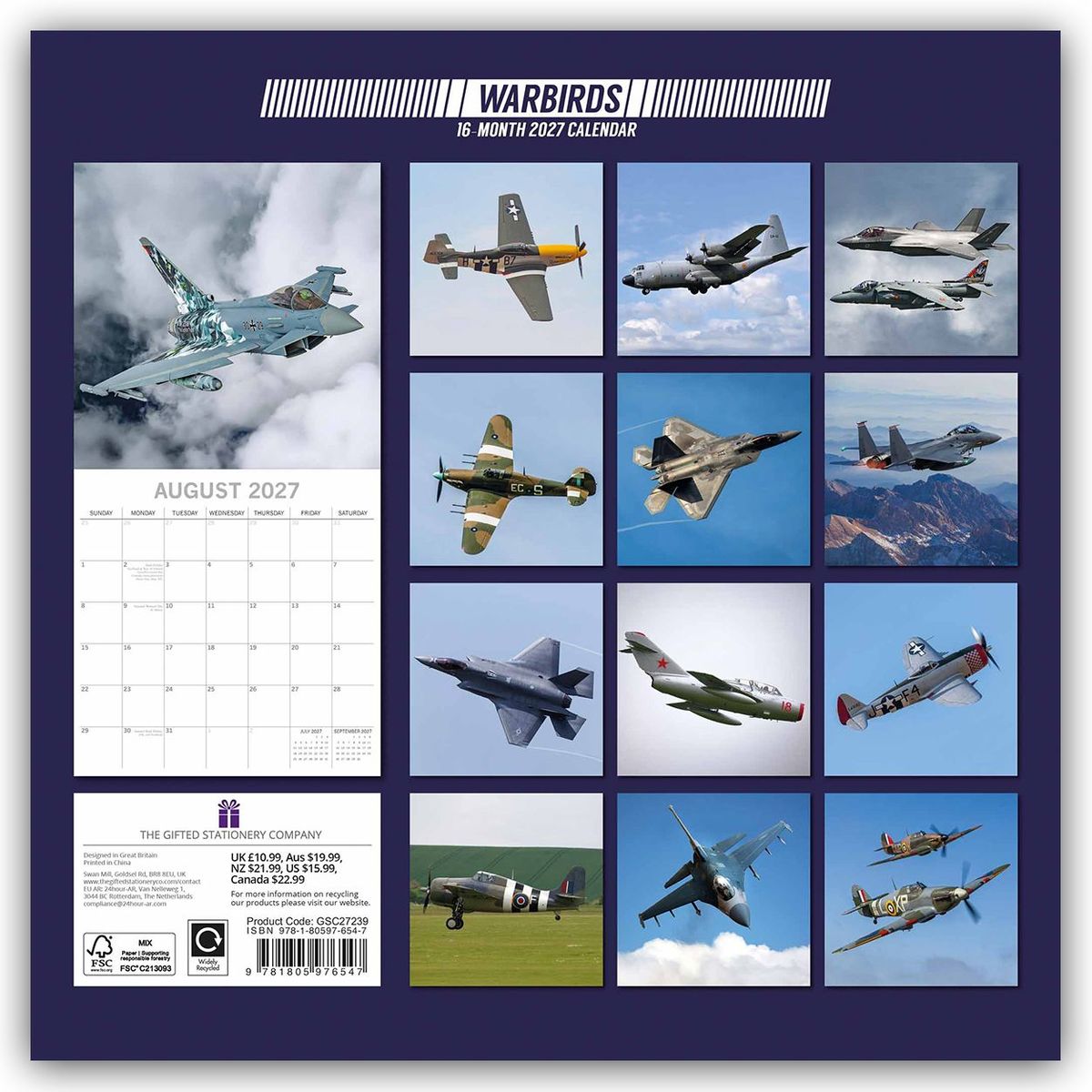 Weitere Ansicht: Warbirds - Kampfflugzeuge 2027 - 16-Monatskalender | Gifted Stationery Co. Ltd